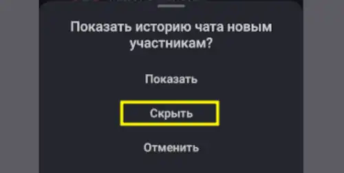 показать или скрыть историю чата
