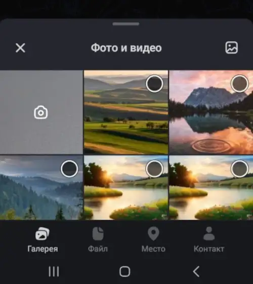 Выбор нужного фото или видео